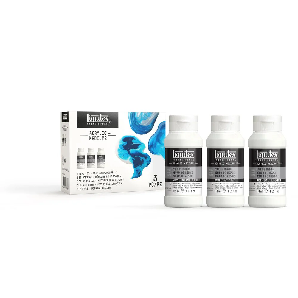 Professional Pouring Mediums Trial Set - Gloss, Matte, & Iridescent